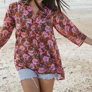 Natural Life Floral Pink Women's Top